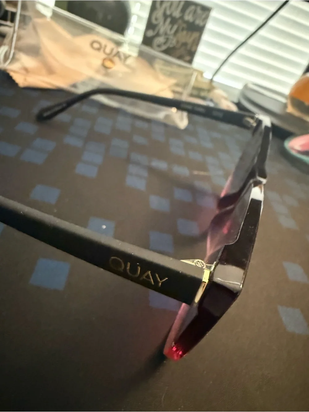 Quay Australia Oversized Purple Gradient Shield Sunglasses